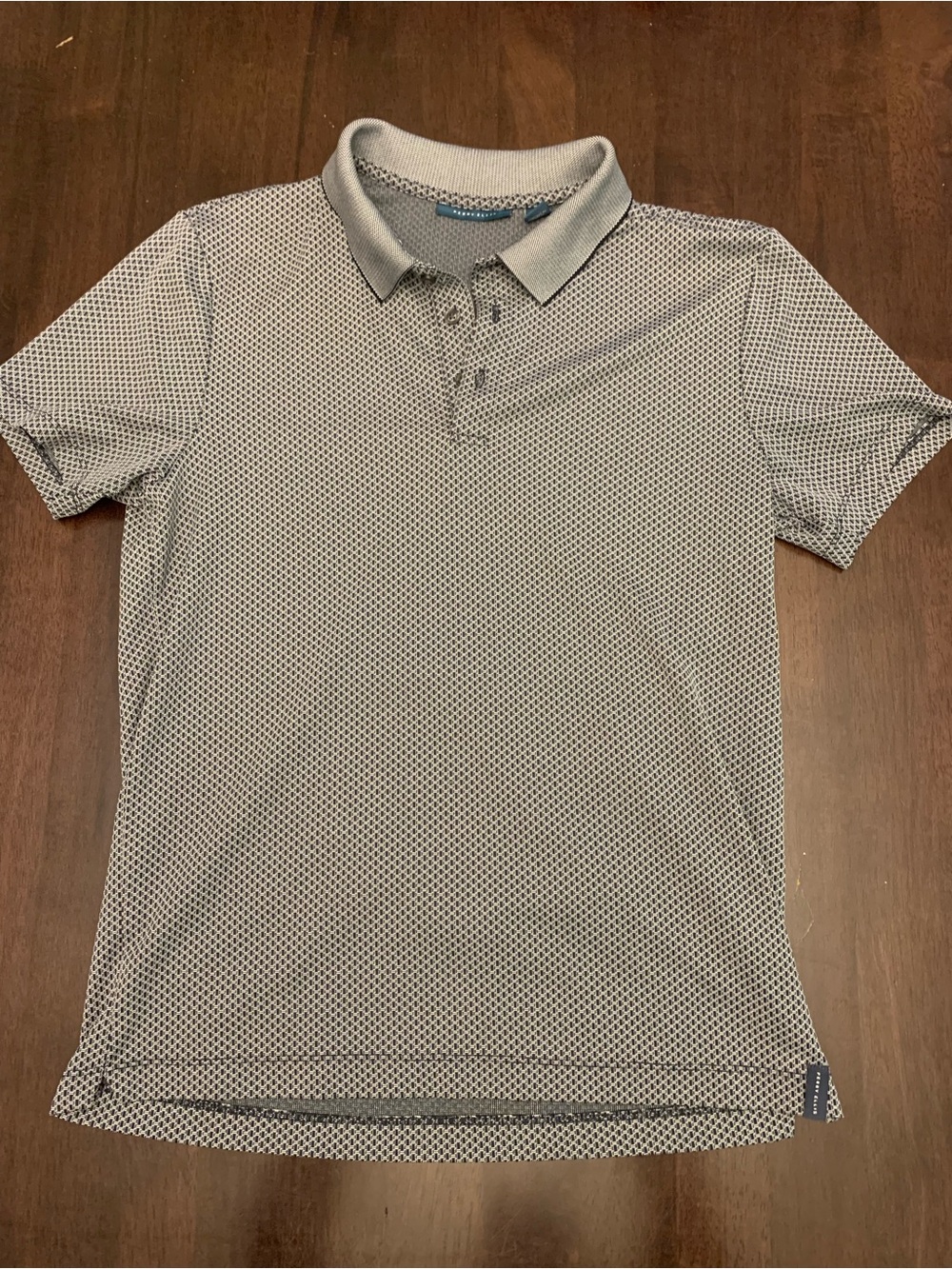 Perry Ellis Grey Micro-Pattern Polo Shirt